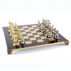 S11RED Manopoulos Greek Roman Period chess set with gold-silver chessmen/Red chessboard 44cm