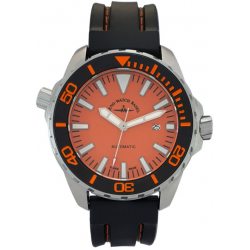 6603-a5 Zeno-Watch Basel ProDiver II, Auto, orange dial, bk rubber strap