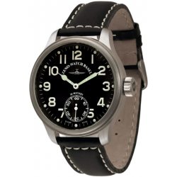 8558-6-a1 Швейцарские часы Zeno-Watch Basel Mech, black dial, sec.6h, black leather strap